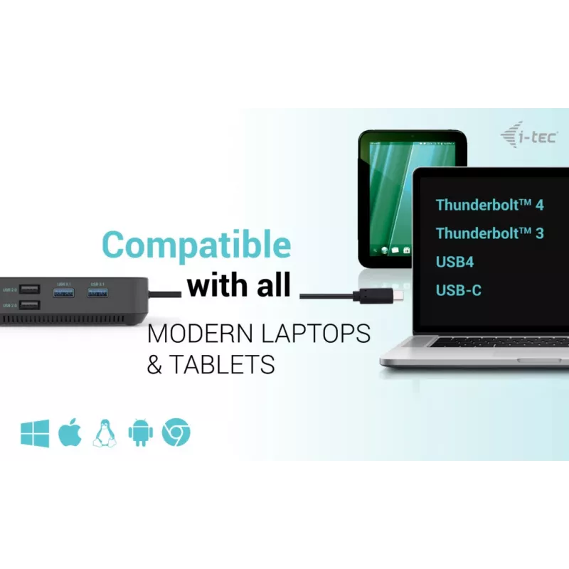 i-tec USB-C HDMI Dual DP dokkimisjaam toiteedastusega 100 W