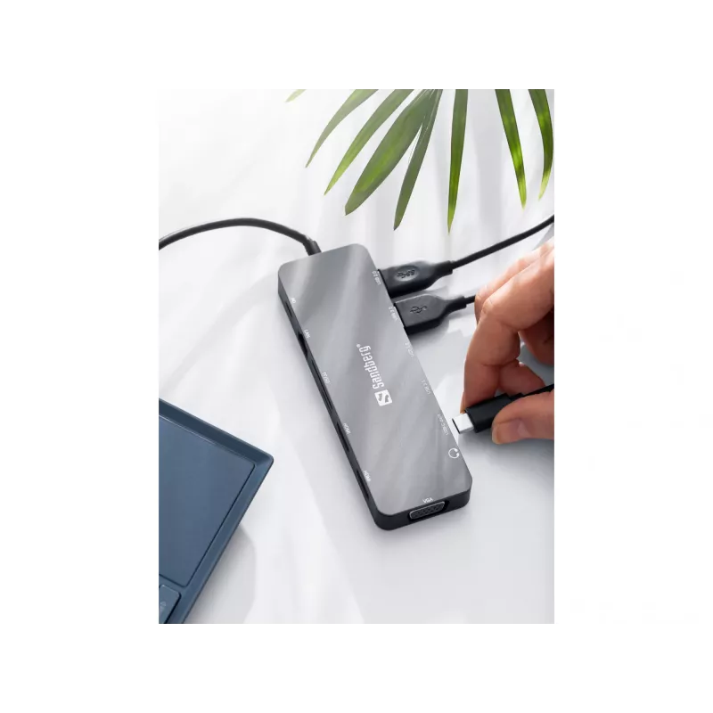 Sandberg USB-C 13-in-1 reisidokk, USB USB-C, 100 W toiteedastus, Ethernet 1000 Mbit/s