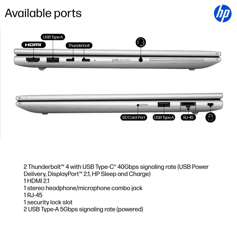 HP EliteBook 6 G1i Intel Core Ultra 5 225U sülearvuti 33,8 cm (13,3 tolli) WUXGA 16 GB DDR5-SDRAM Wi-Fi 7 (802.11be) Windows 11 Pro AI PC hõbedane