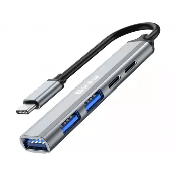 Sandberg USB-C to 3xUSB-A+2xUSB-C SAVER USB 3.2 Gen 1 Hall Alumiinium