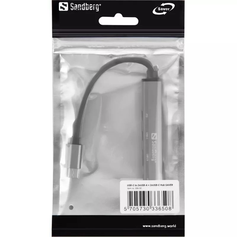 Sandberg USB-C to 3xUSB-A+2xUSB-C SAVER USB 3.2 Gen 1 Hall Alumiinium