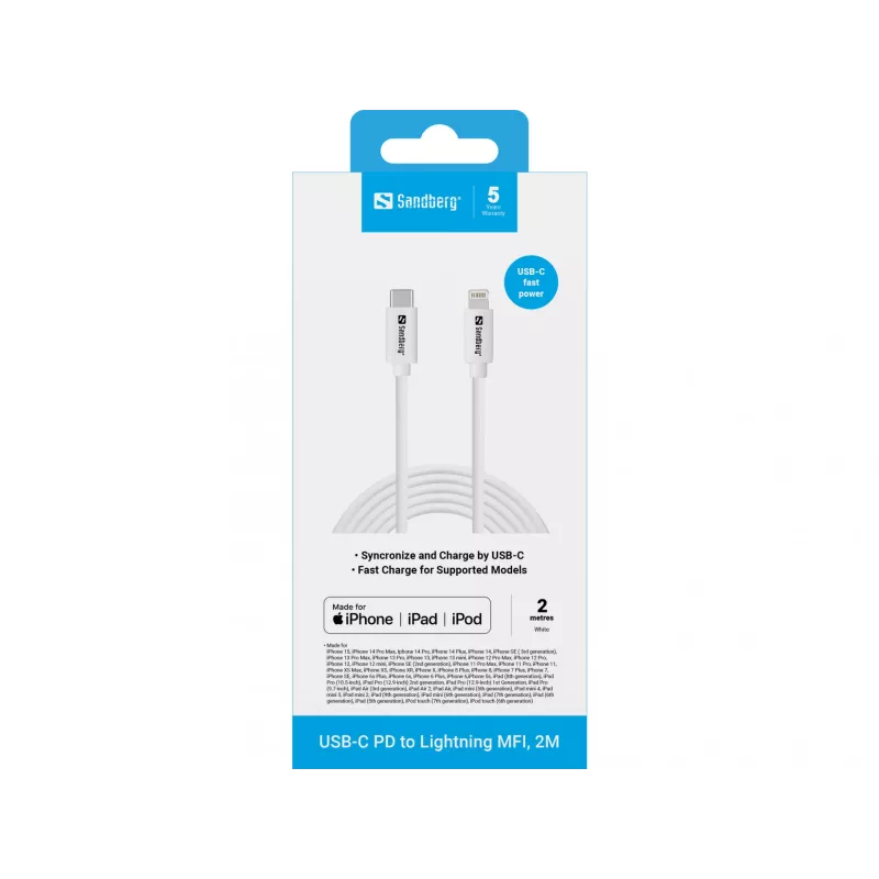 Sandberg USB-C PD to Lightning MFI 2M kaabel 2m Lightning USB C