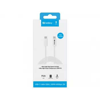 Kaabel Sandberg USB-C>C USB4 240W 40Gbps 2M