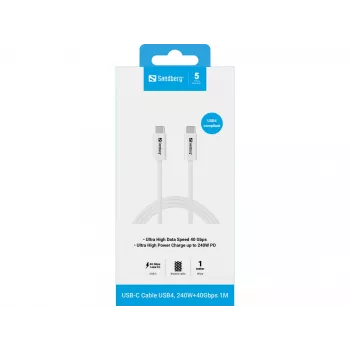 Kaabel Sandberg USB-C>C USB4 240W 40Gbps 1M