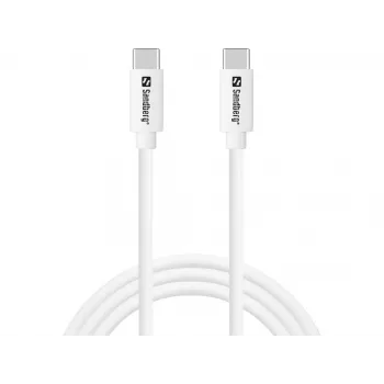 Sandberg USB-C laadimiskaabel 1M, 65W, 1 m, USB C, USB C, USB 3.2 Gen 1 (3.1 Gen 1), valge
