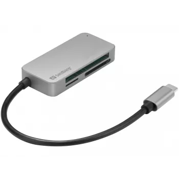 Sandberg USB-C Multi Card Reader Pro, CF, MMC, MicroSD (TransFlash), SD, SDHC, SDXC, xD, must, USB 3.2 Gen 1 (3.1 Gen 1) Type-C, 1 tk, 82 mm, 23 mm