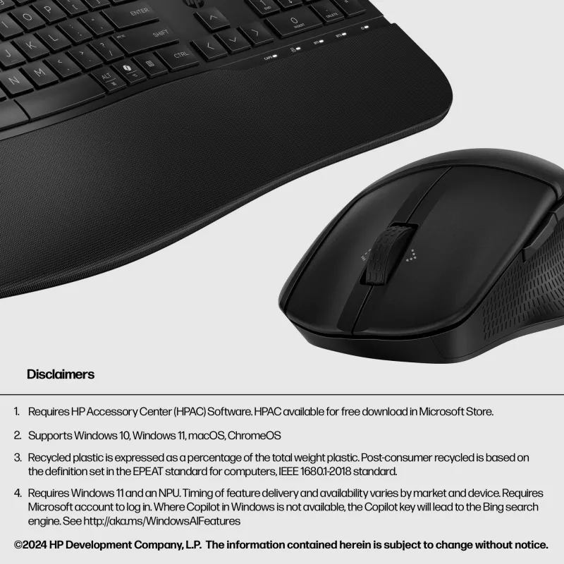HP 685 Comfort Dual-Mode klaviatuuri ja hiire komplekt, täissuuruses, juhtmevaba Bluetooth