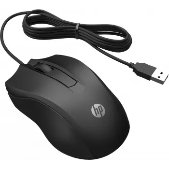 HP Wired hiir 100, Mõlemakäeline, Optiline, USB Type-A, 1600 DPI, Must