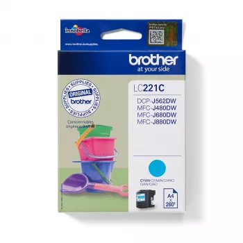 Cartridge Brother LC-221C Blue Ink 260 lehekülge DCPJ562DW MFCJ480DW