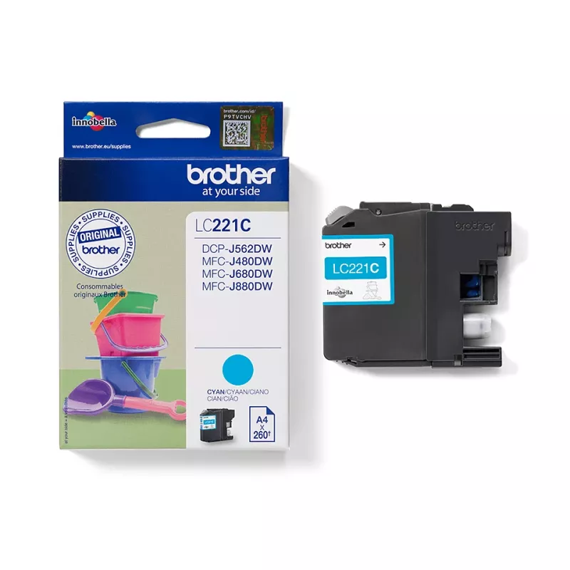 Cartridge Brother LC-221C Blue Ink 260 lehekülge DCPJ562DW MFCJ480DW