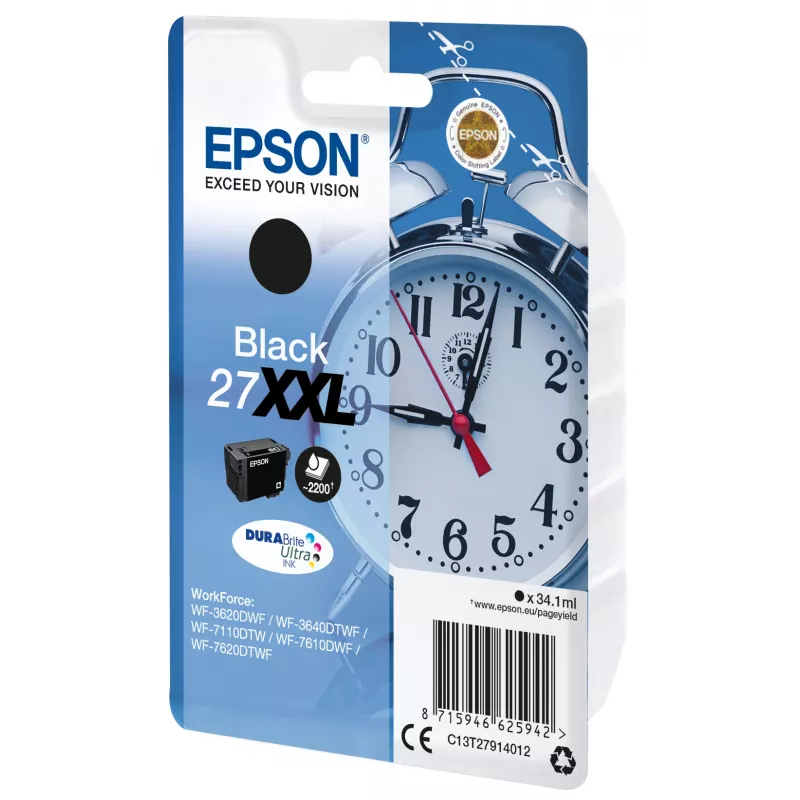 Epson äratuskell üksikpakendis Must 27XXL DURABrite Ultra tindikassett