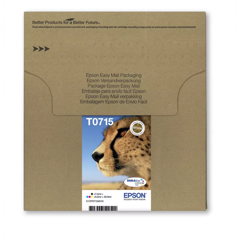 Epson Multipack 4-colours T071 EasyMail, standardmaht, must, tsüaan, magenta, kollane, 7,4 ml, 5,5 ml, 1 tk, mitmikpakend