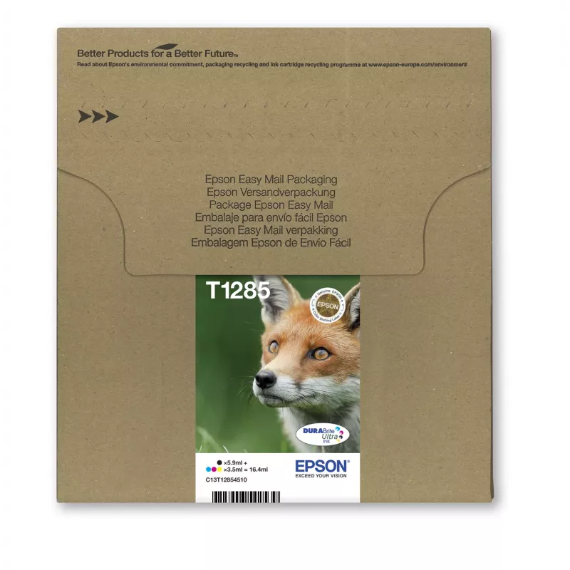 Tindiprinteri mitmevärvilised tindikassetid Epson Fox T128 EasyMail — 4 värvi (Must 5,9 ml; Tsüaan/magenta/Kollane 3,5 ml)