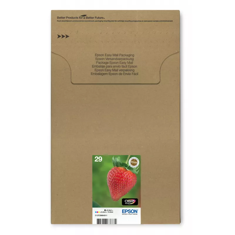 Epson Strawberry Multipack 4-värviline 29 EasyMail, standardmahutavus, must, tsüaan, magenta, kollane, 5,3 ml, 3,2 ml, 1 tk, mitmikpakend