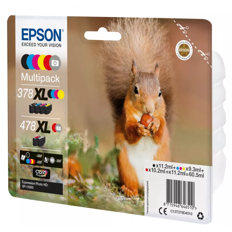 Epson Squirrel Multipack 6-värvi 378XL / 478XL Claria Photo HD tint