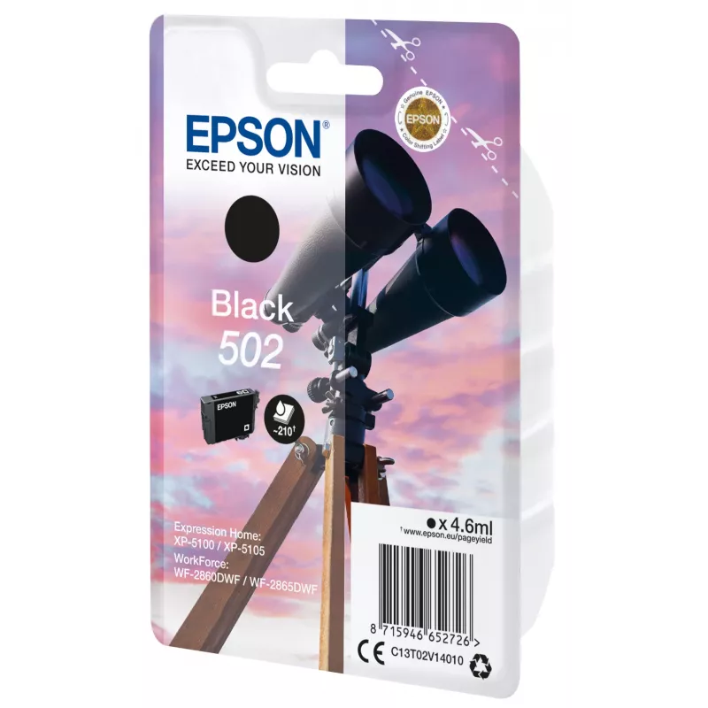 Epson Singlepack Must 502 tint, standardjõudlus, must, pigmendipõhine tint, 4,6 ml, 1 tk, 210 lehekülge
