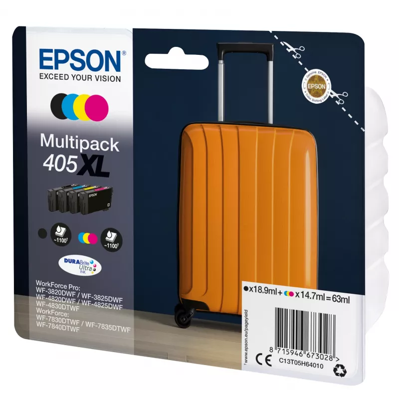 Epson 405XL tindikassett 1 tk Originaal kõrge (XL) tootlikkusega must, tsüaan, magenta, kollane