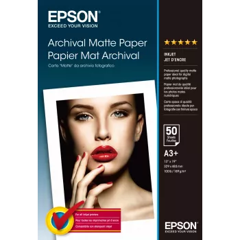 Epsoni arhiivmattpaber, DIN A3+, 189g/m², 50 lehte, tindiprinteri trükk, A3+ (330x483 mm), Matt, 50 lehte, 192 g/m², Valge