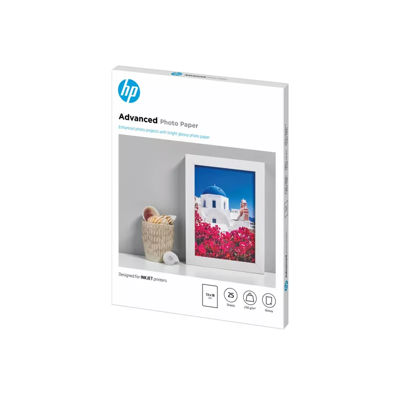 HP Advanced Photo Paper, Glossy, 250 g/m2, 13 x 18 cm (127 x 178 mm), 25 sheets