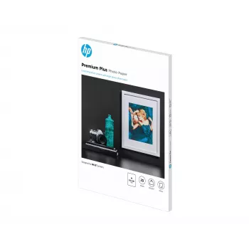 HP Premium Plus läikiv fotopaber – 20 lk / A4 / 210 x 297 mm, läikiv, 300 g/m², laser/tindiprinter, 20 lehte, äri, ettevõtlus, 15 – 35 °C