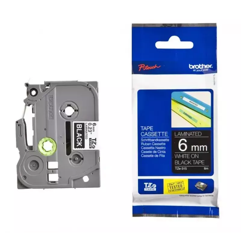 Sildilint Brother TZe315 6mm Valge mustal
