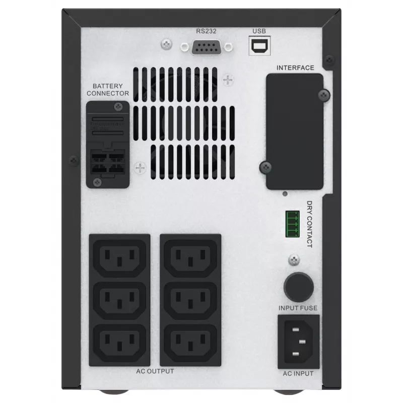 APC Easy UPS 1-f line-interaktiivne, 1500 VA, torn, 230 V, 6 IEC C13 pistikupesa, AVR, kuivkontakt, LCD, võrgukaarditoetuseta