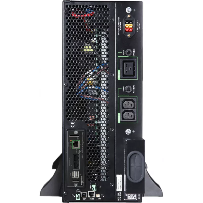 APC Smart-UPS On-Line, 5kVA/5kW, Rack/Torn, 230V, 2x IEC C13+1x IEC C19+Kõvajuhtmega 3-juhtmeline (H+N+E) väljundid, Võrgukaart, Ilma paigaldussiinideta