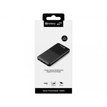 Sandberg Saver Powerbank 10000, 10000 mAh, liitiumpolümeer (LiPo), must