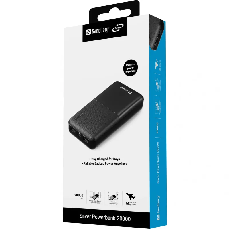 Kaasaskantav akupank Sandberg Saver Powerbank 20000, 20000 mAh