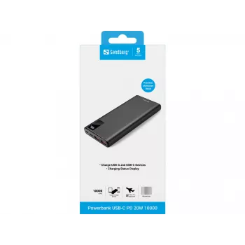 Kaasaskantav aku Sandberg Powerbank USB-C PD 20 W 10000, 10000 mAh