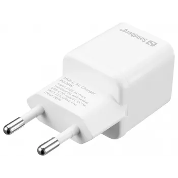 Sandberg USB-C vahelduvvoolulaadur PD20W EU, siseruumides, vahelduvvool, 5 V, 3 A, valge