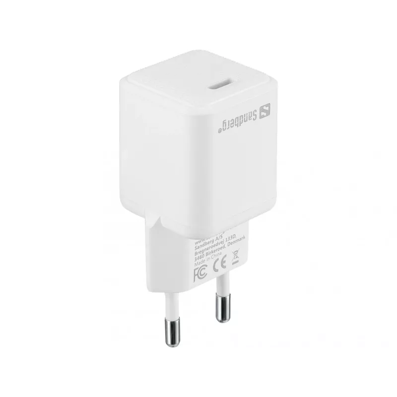 Sandberg USB-C vahelduvvoolulaadur PD20W EU, siseruumides, vahelduvvool, 5 V, 3 A, valge