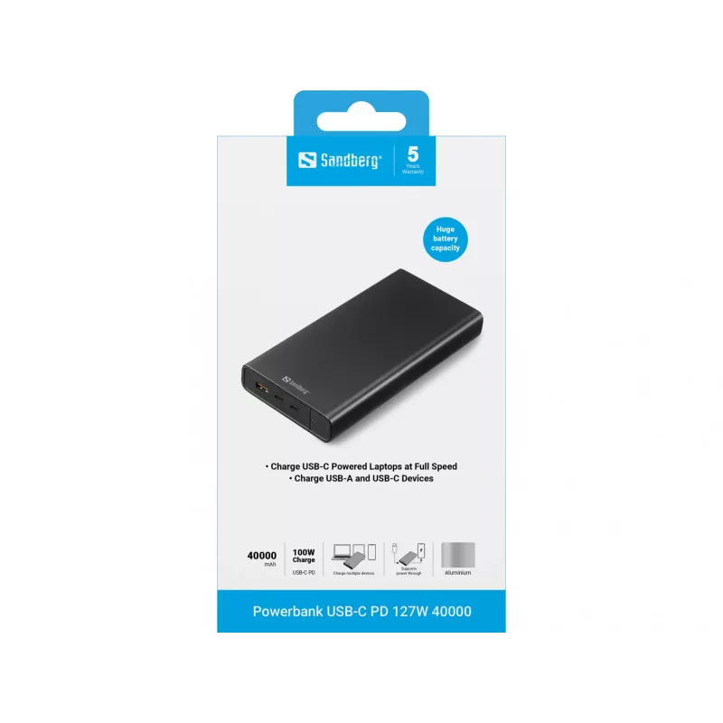 Kantav akupank Sandberg USB-C PD 127W 40000 mAh
