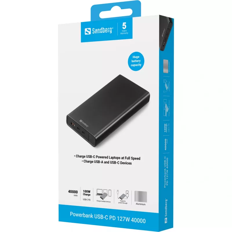 Kantav akupank Sandberg USB-C PD 127W 40000 mAh