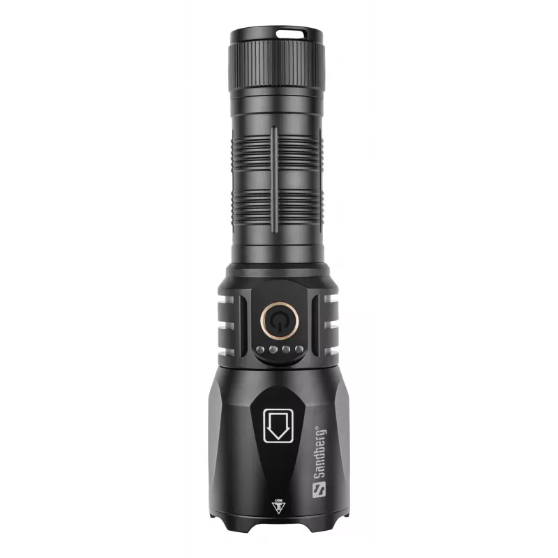 Sandberg Survivor Torch akupank 5000, Käsilamp, Must, Alumiinium, IPX4, -30 - 40 °C, FCC, RoHS, UKCA, CE