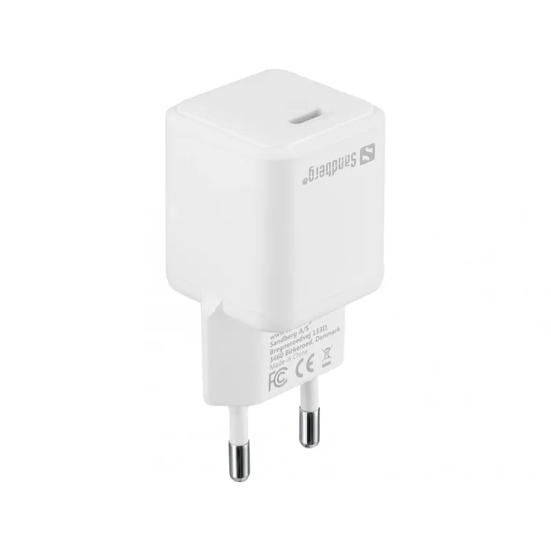 Sandberg USB-C vahelduvvoolulaadija PD20W SAVER, sisetingimustes, vahelduvvool, 12 V, 3 A, valge