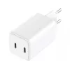 Sandbergi vahelduvvoolu laadija kahe USB-C PD65W EL pistikuga, siseruumides, vahelduvvool, 20 V, 3,25 A, valge
