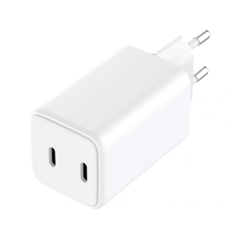 Sandbergi vahelduvvoolu laadija kahe USB-C PD65W EL pistikuga, siseruumides, vahelduvvool, 20 V, 3,25 A, valge