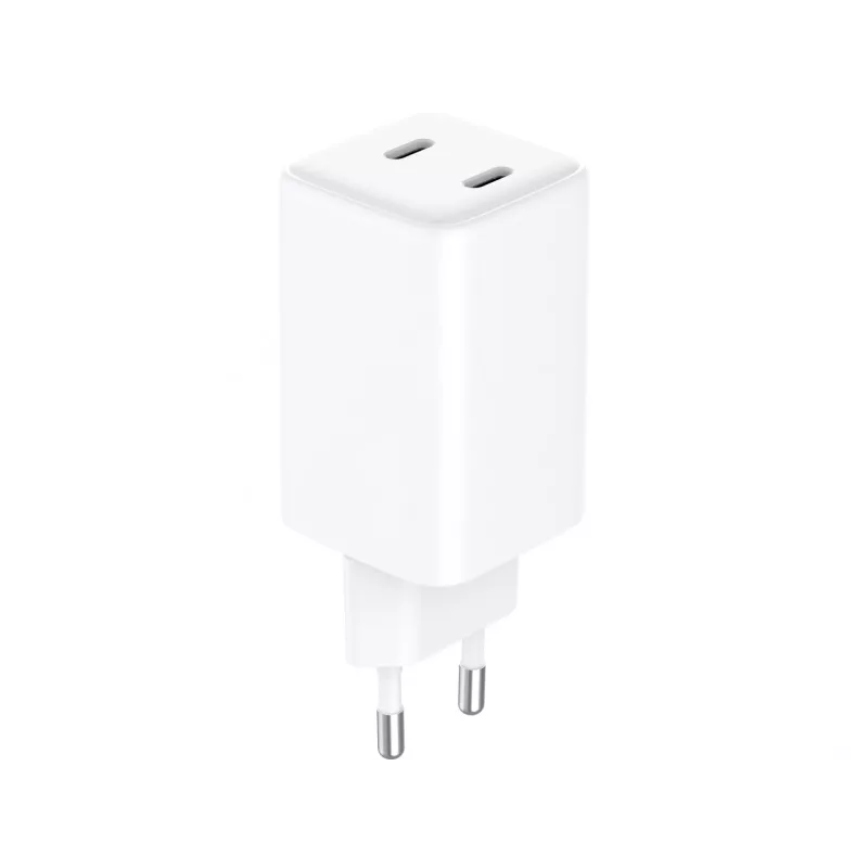 Sandbergi vahelduvvoolu laadija kahe USB-C PD65W EL pistikuga, siseruumides, vahelduvvool, 20 V, 3,25 A, valge