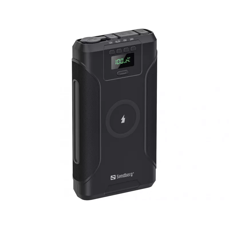 Sandberg Survivor Powerbank 7in1 76800, 76800 mAh, liitiumioon (Li-Ion), juhtmevaba laadimine, 3,6 V, must
