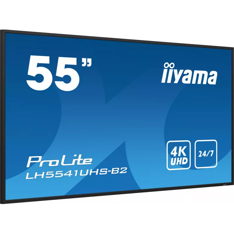 iiyama LH5541UHS-B2 Signage Display Kiosk design 138.7 cm (54.6 tolli) LCD 500 cd/m² 4K Ultra HD Must Sisseehitatud protsessor 24/7