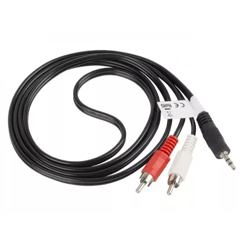LANBERG helikaabel 3,5 mm isane kuni 2×RCA isane 1,5 m must