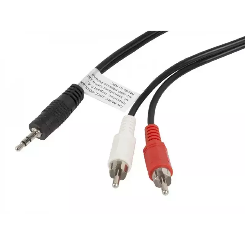 LANBERG helikaabel 3,5 mm isane kuni 2×RCA isane 1,5 m must