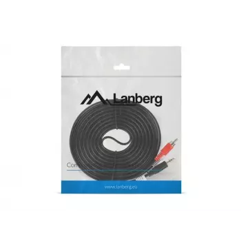 Audio kaabel LANBERG 3.5mm to 2×RCA male, 5 m, Must