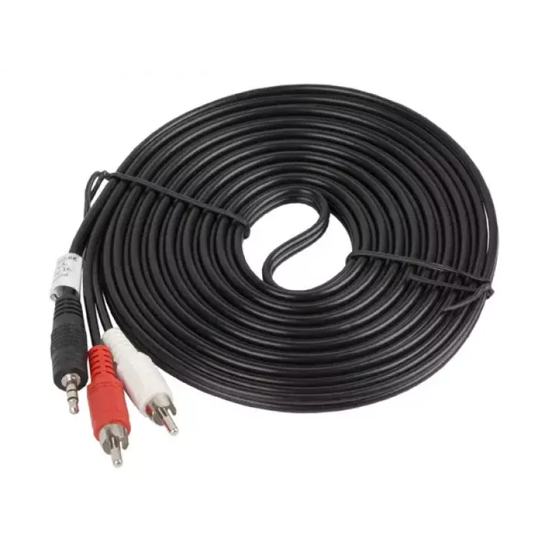 Audio kaabel LANBERG 3.5mm to 2×RCA male, 5 m, Must