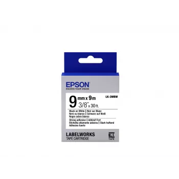 Epson Label Cartridge Strong Adhesive LK-3WBW Must/Valge 9mm (9m)