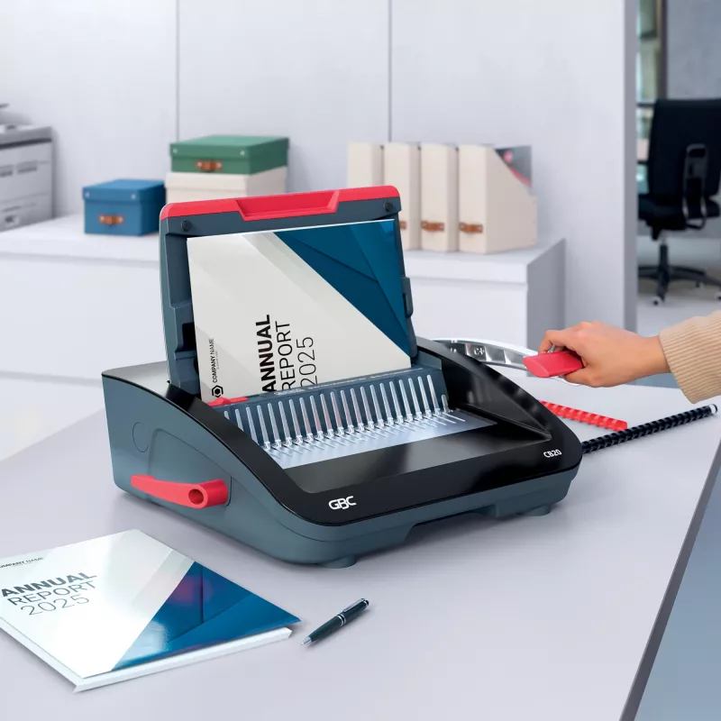 GBC CombBind® CB20 käsitsi köitmismasin, kammköitmismasin, käsitsi, 240 lehte, must, punane