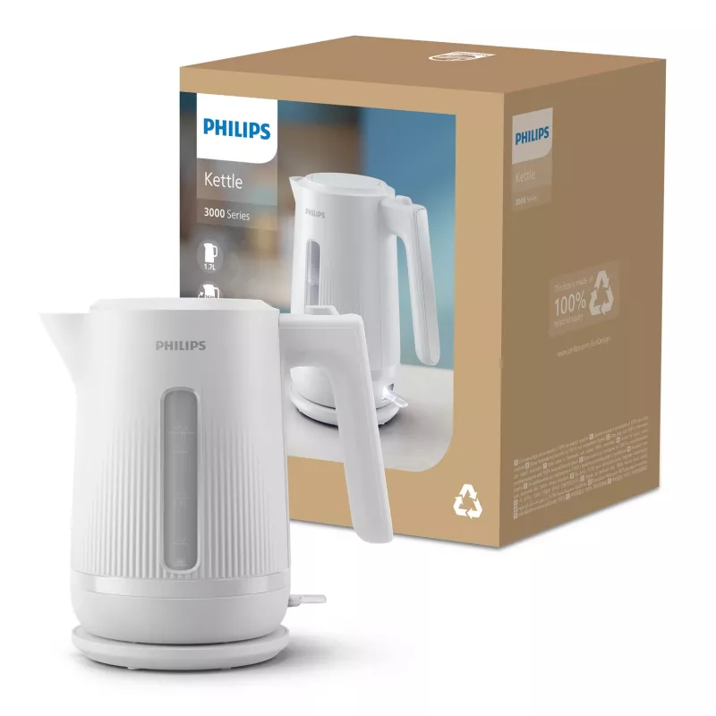 Philips 3000 seeria veekeetja, 1,7 L, 2200 W, valge, plastik, ülekuumenemiskaitse, juhtmevaba