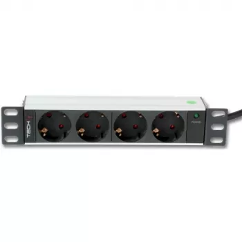 Techly I-CASE M10-4D toitejaotusseade (PDU) 4 vahelduvvoolu pistikupesa 1U must, hõbedane