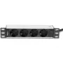 Techly I-CASE M10-4D toitejaotusseade (PDU) 4 vahelduvvoolu pistikupesa 1U must, hõbedane